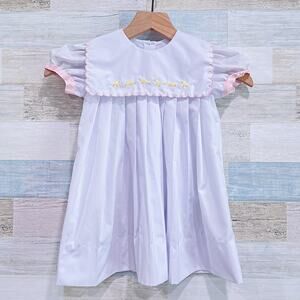 Lullaby Set Vintage Duck Dress Easter White Scalloped Collar Toddler Girl 3T